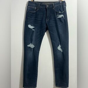 American Eagle Outfitters Dark Blue Distressed Jeans